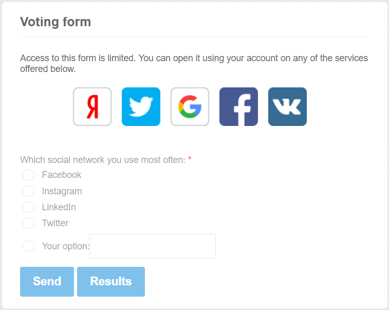 Block form before authorization through social network