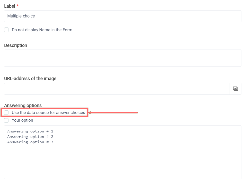 Connecting the data source to the web form element