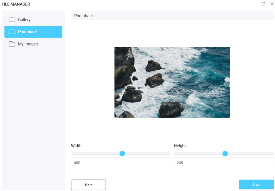 Saving the selected image in the file manager