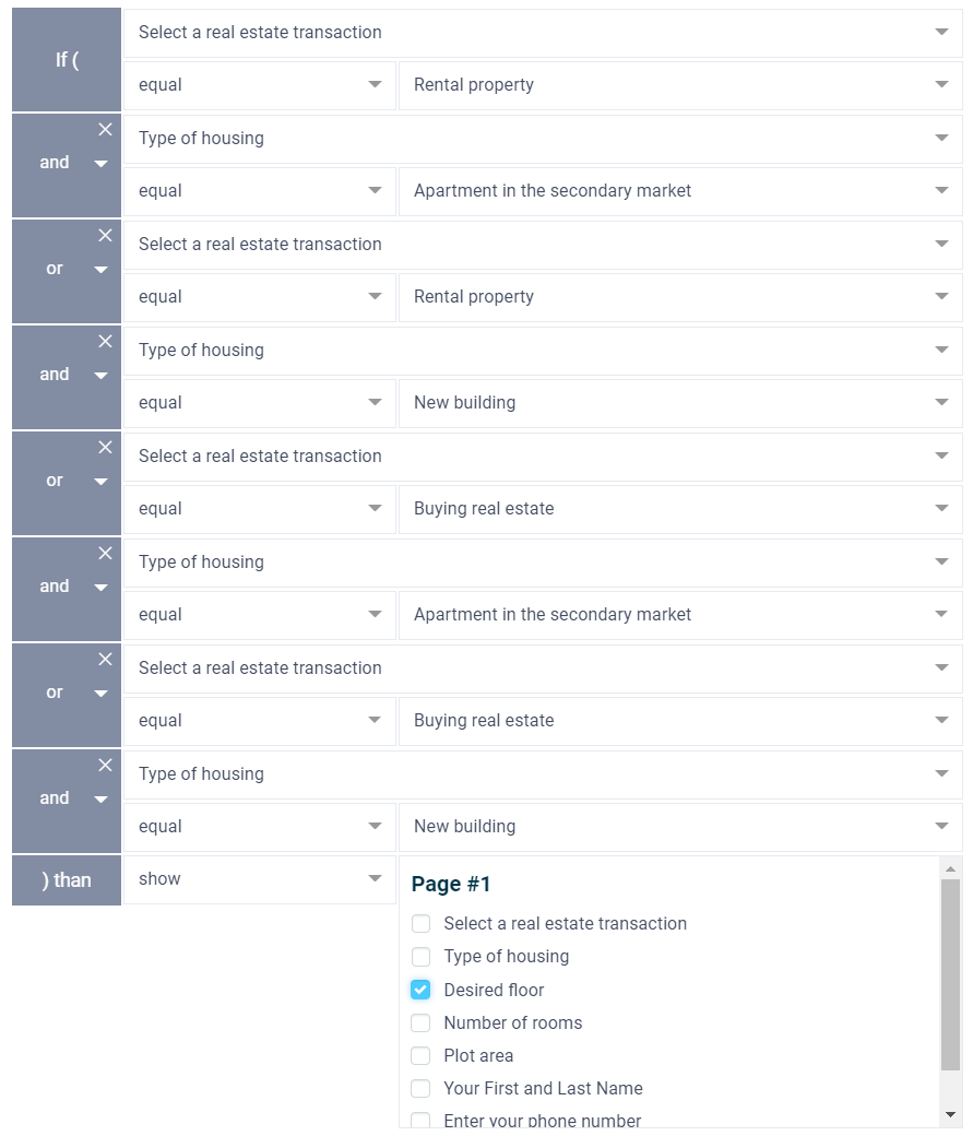Setting logical conditions 5
