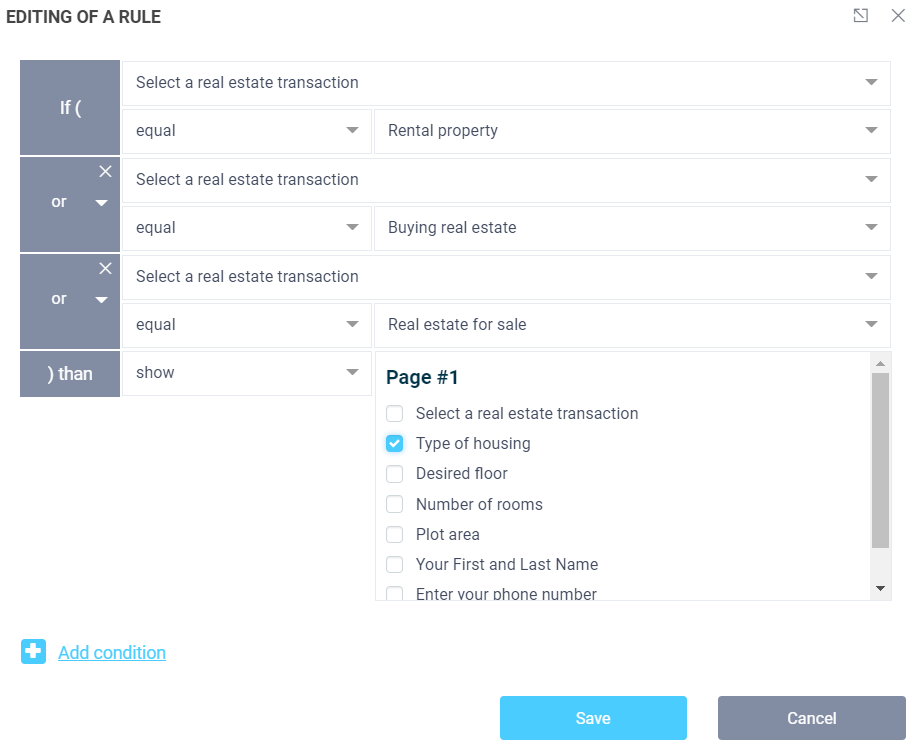 Setting logical conditions 7