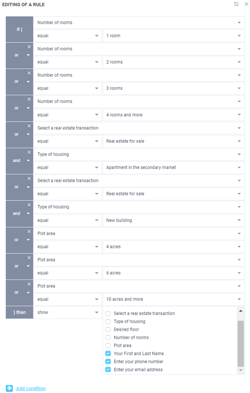 Setting logical conditions 17