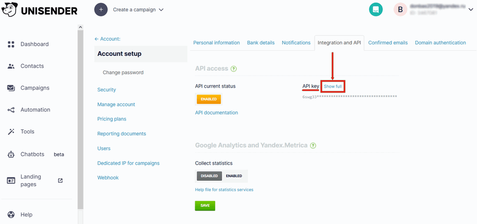 Unisender integration module 6