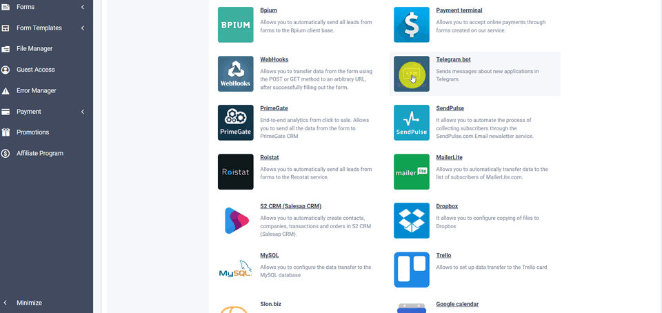 Telegram bot integration module 2