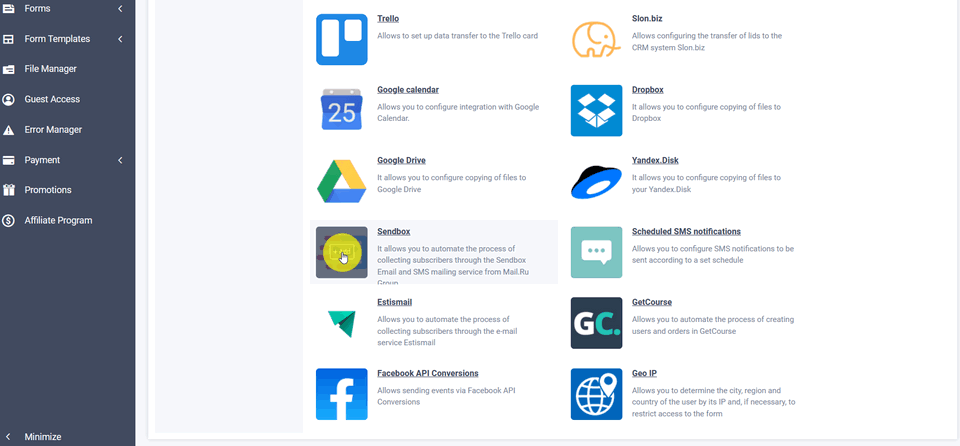 Sendbox integration module 2