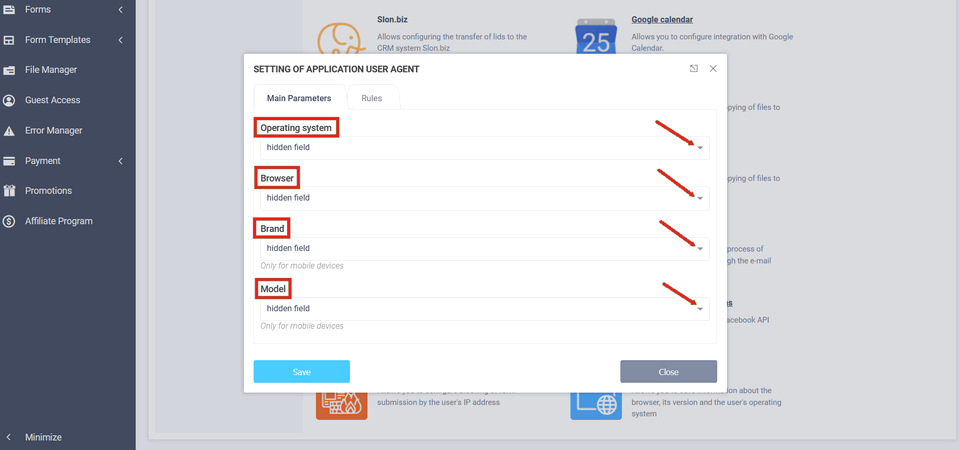 User Agent Module Settings 2
