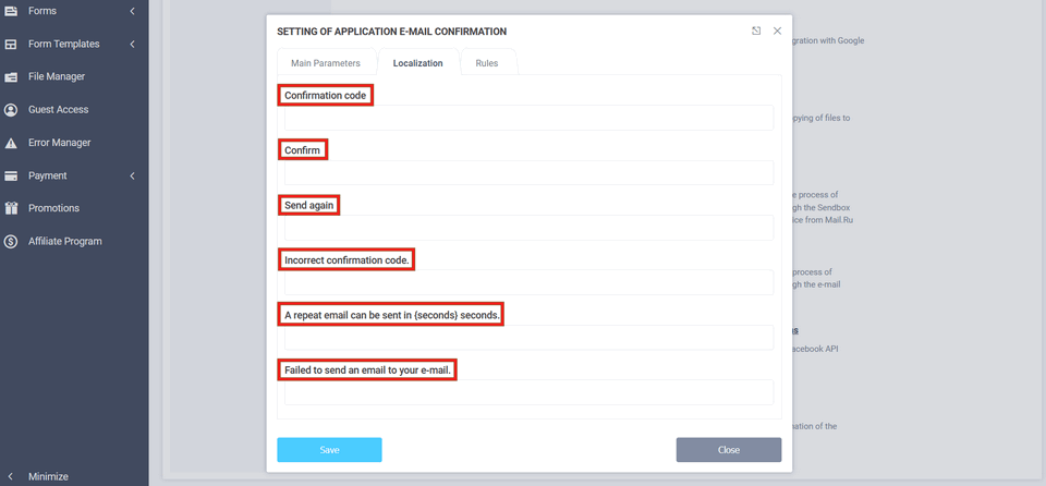 Localization of module "E-mail confirmation"