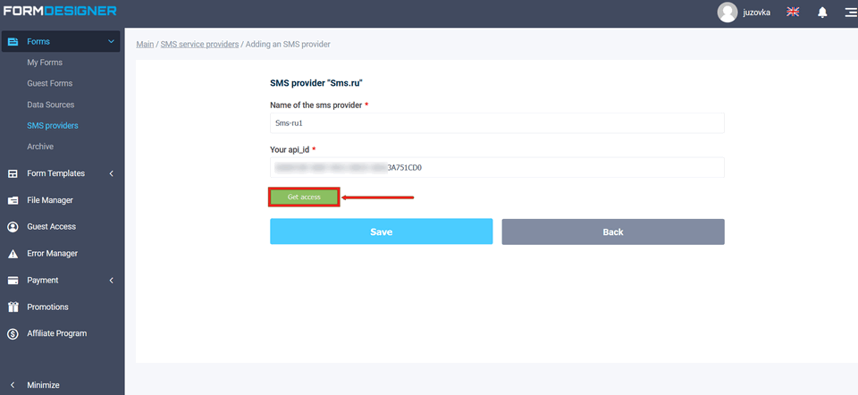 SMS-Notification for Admin 4