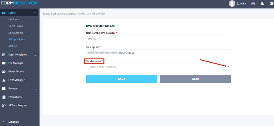 SMS-Notification for Admin 5