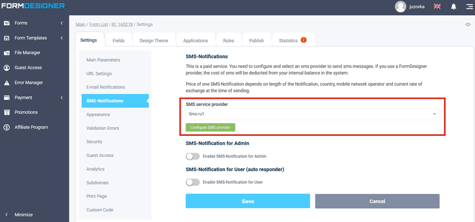 SMS-Notification for Admin 6