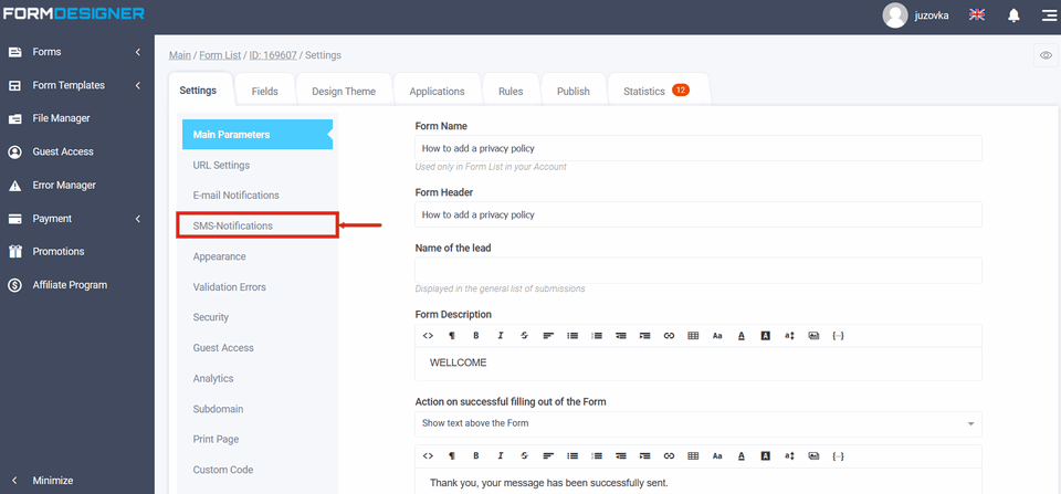 SMS-Notification for Admin 7