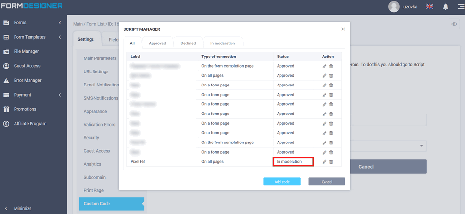 Connecting Facebook Pixel to form 8